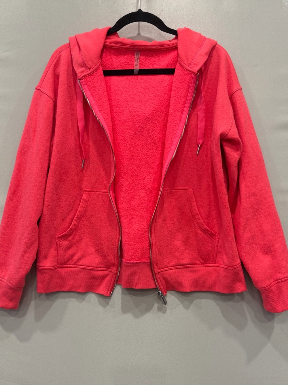 Calvin Klein Women’s Pink Zip Up Hoodie Fleece Lined Sweatshirt Pockets M